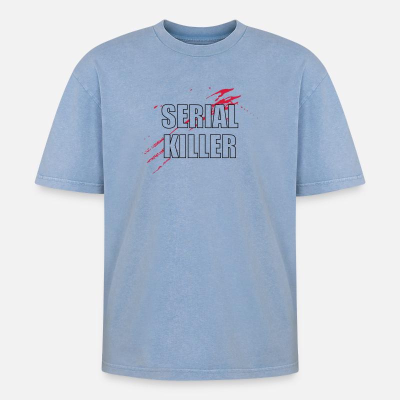 Serial Killer - Oversized Unisex Premium Acid-Washed T-Shirt - acid washed blue