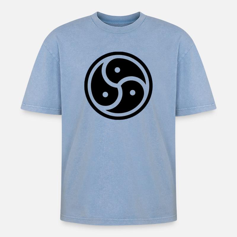 triskele - Oversized Unisex Premium Acid-Washed T-Shirt - Blau Acid Wash