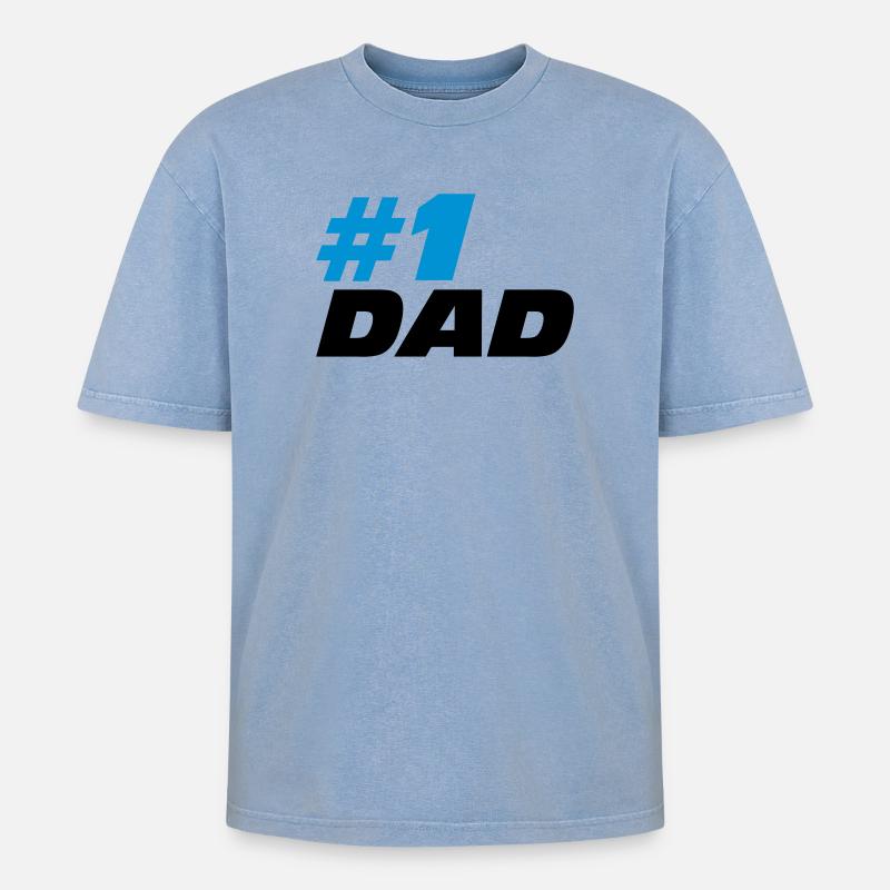 #1 Dad - Oversized Unisex Premium Acid-Washed T-Shirt - Blau Acid Wash