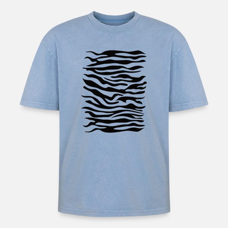 Zebra Muster schwarz - Oversized Unisex Premium Acid-Washed T-Shirt - Blau Acid Wash