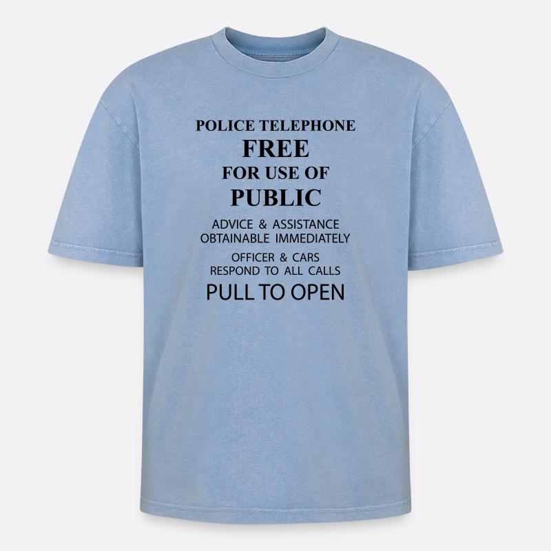 police box text - Oversized Unisex Premium Acid-Washed T-Shirt - Blau Acid Wash