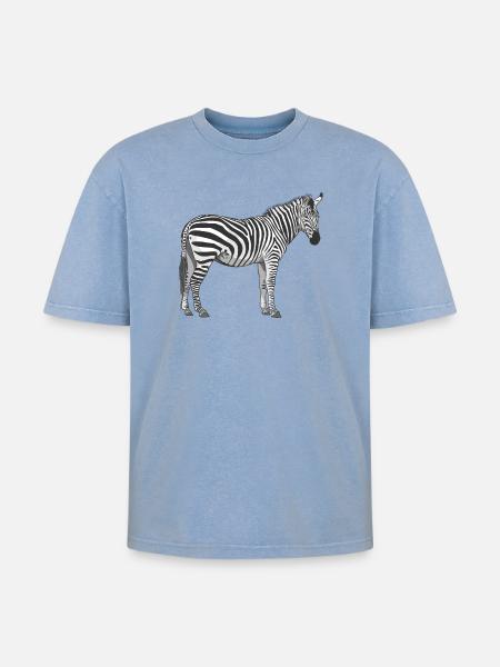 le zèbre - T-shirt Premium unisexe oversize acid-washed - bleu délavé acide