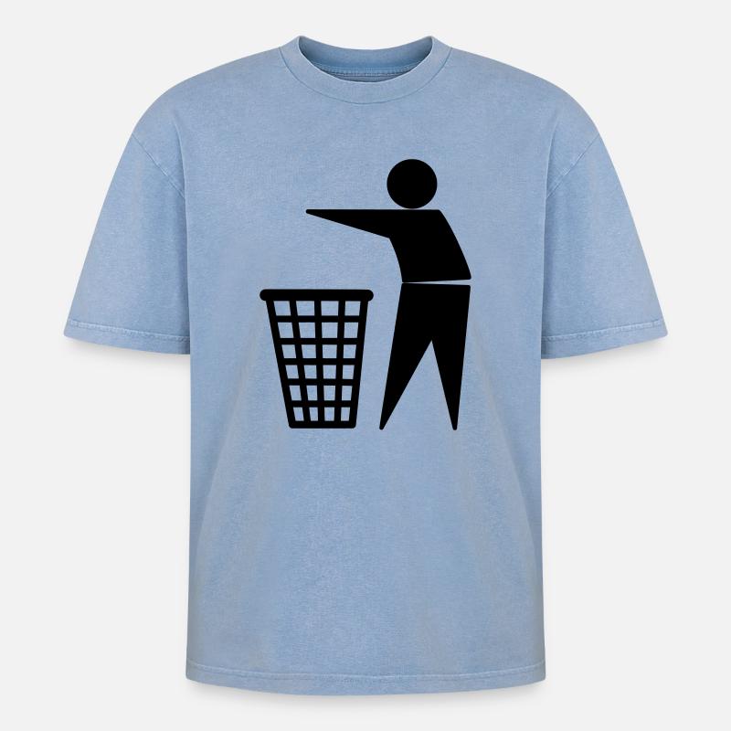 trash - Oversized Unisex Premium Acid-Washed T-Shirt - Blau Acid Wash
