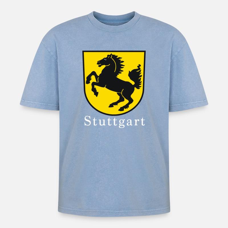 Stuttgart - T-shirt Premium unisexe oversize acid-washed - bleu délavé acide