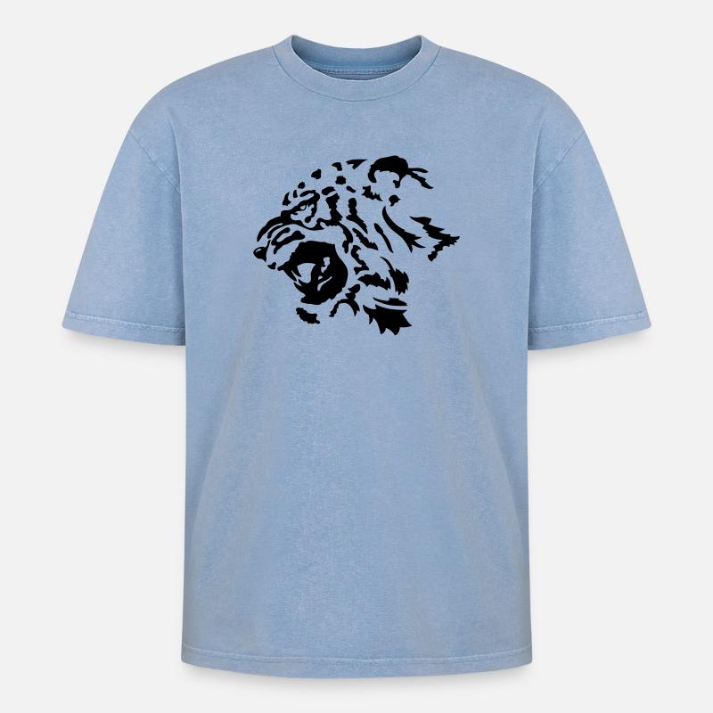 Tiger - T-shirt Premium unisexe oversize acid-washed - bleu délavé acide