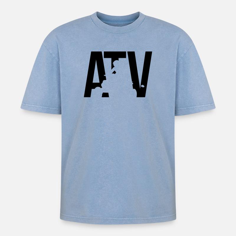 ATV - Oversized Unisex Premium Acid-Washed T-Shirt - Blau Acid Wash