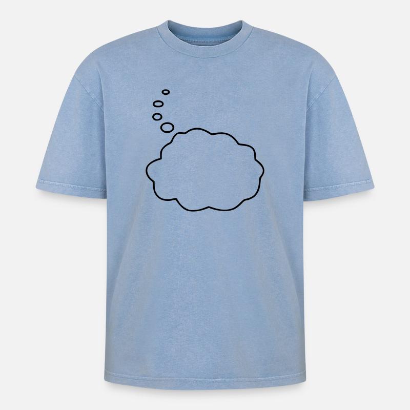 Speech Bubble / Thought Bubble - Oversized Unisex Premium Acid-Washed T-Shirt - acid washed blue
