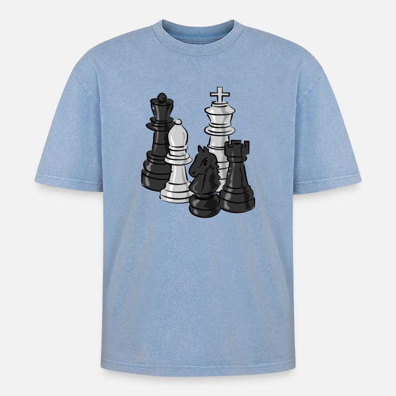échecs - T-shirt Premium unisexe oversize acid-washed - bleu délavé acide