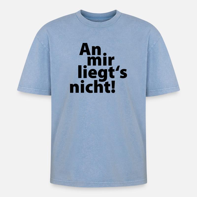 an mir liegts nicht - Oversized Unisex Premium Acid-Washed T-Shirt - Blau Acid Wash