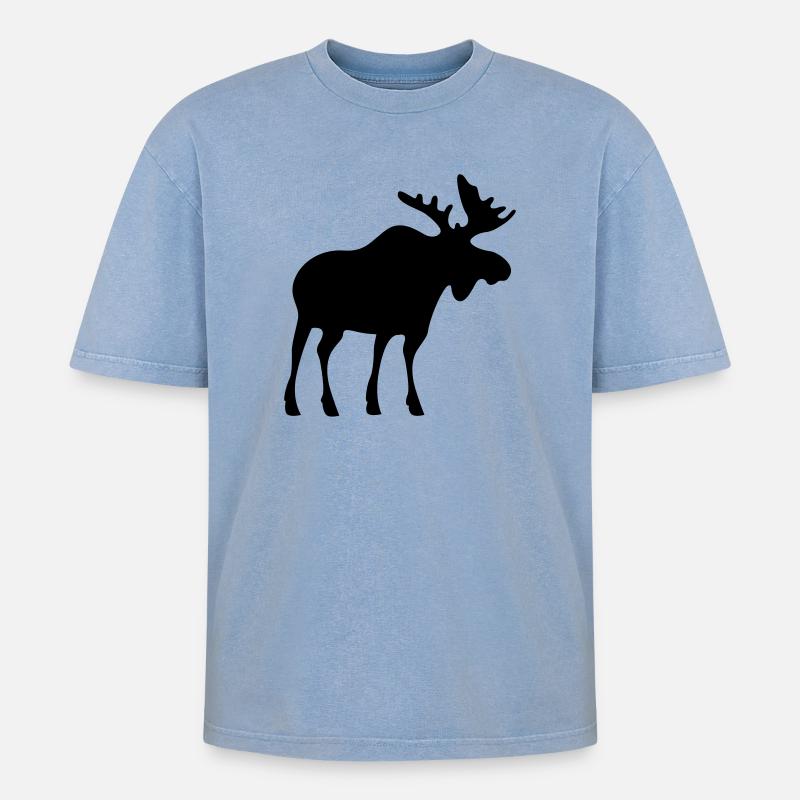moose elk elch - Oversized Unisex Premium Acid-Washed T-Shirt - Blau Acid Wash