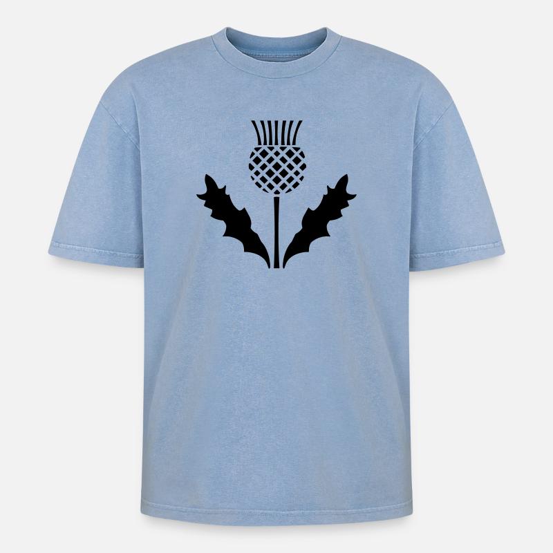 Scottish Thistle - Oversized Unisex Premium Acid-Washed T-Shirt - acid washed blue