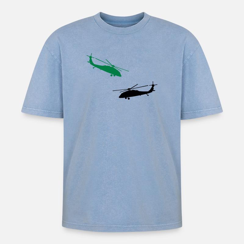 hélicoptère - T-shirt Premium unisexe oversize acid-washed - bleu délavé acide