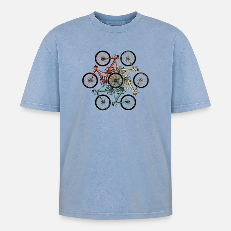 Bike Stack Collage - T-shirt Premium unisexe oversize acid-washed - bleu délavé acide