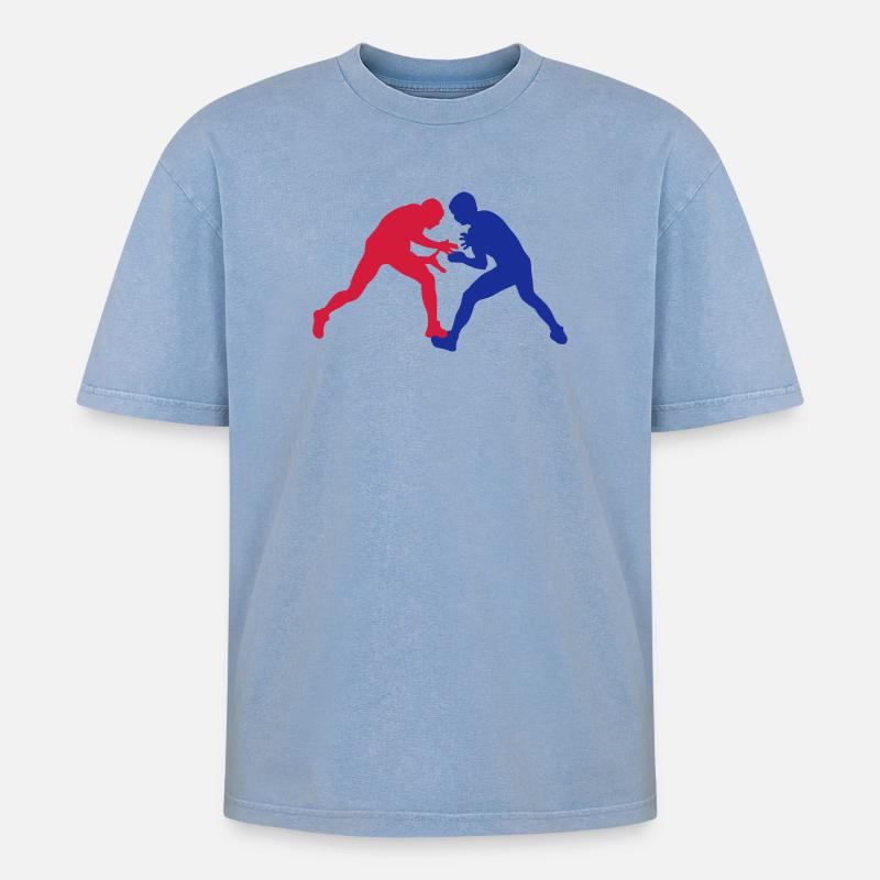 ringkampf - Oversized Unisex Premium Acid-Washed T-Shirt - Blau Acid Wash