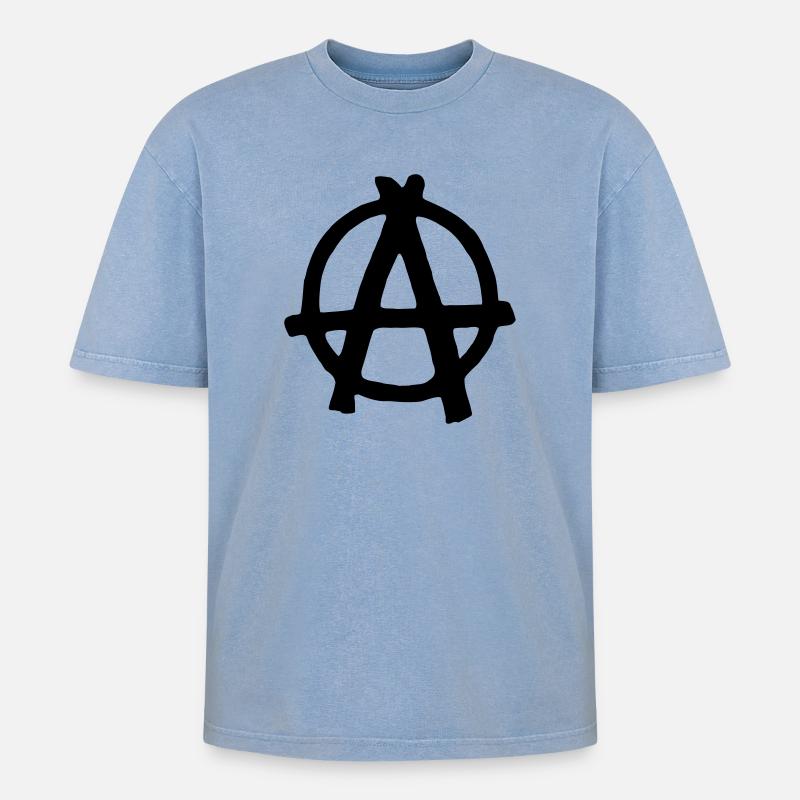 Anarchy - Oversized Unisex Premium Acid-Washed T-Shirt - Blau Acid Wash