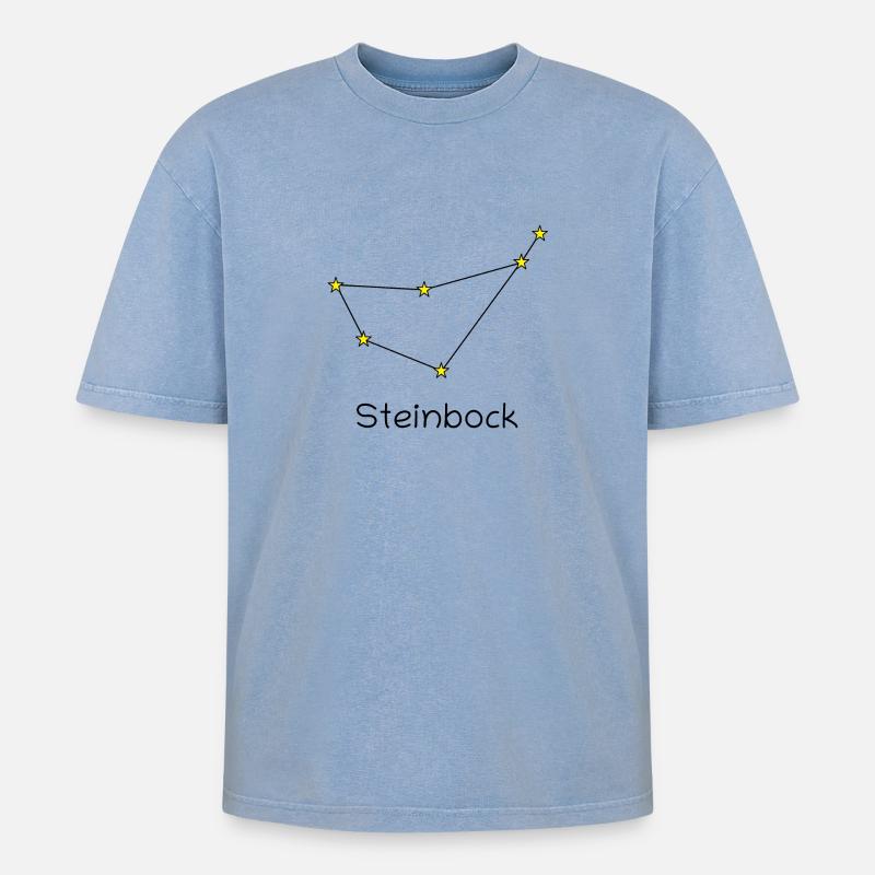 Sternzeichen Steinbock - Oversized Unisex Premium Acid-Washed T-Shirt - Blau Acid Wash