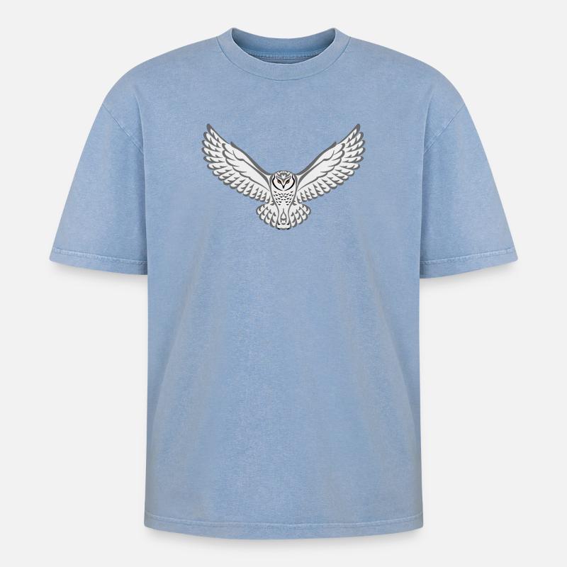 Stammes-Schnee-Eule - Oversized Unisex Premium Acid-Washed T-Shirt - Blau Acid Wash