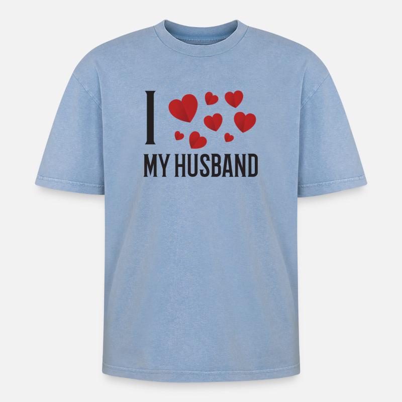 Ich liebe meinen Ehemann - Oversized Unisex Premium Acid-Washed T-Shirt - Blau Acid Wash