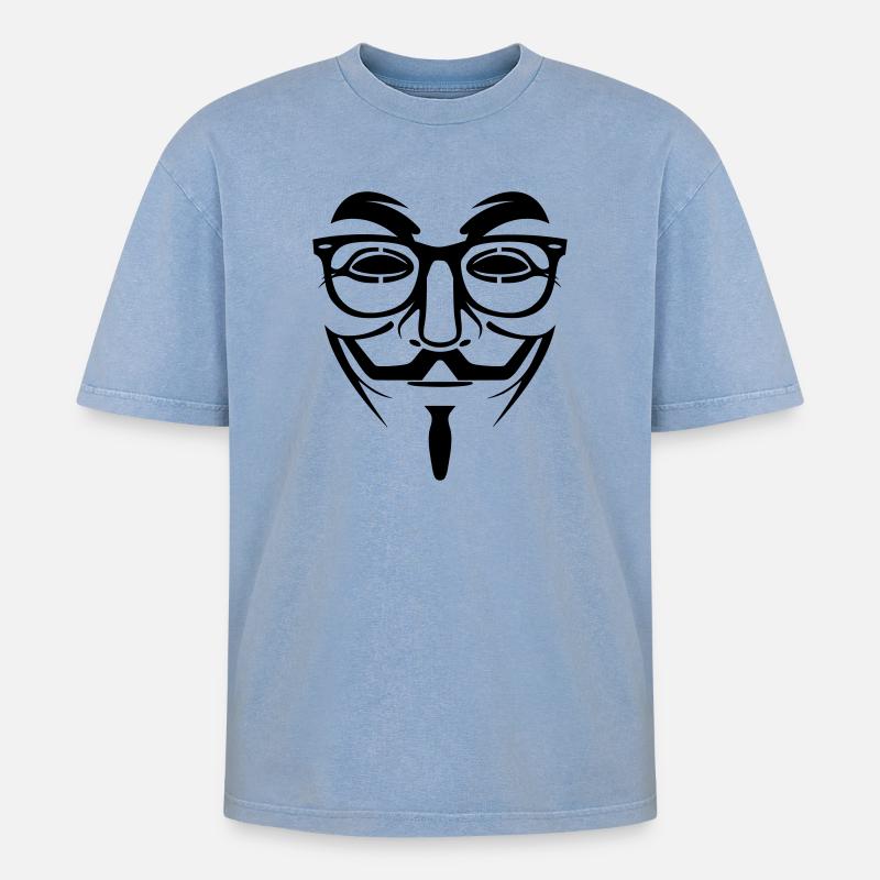 Geek Anonymous - Oversized Unisex Premium Acid-Washed T-Shirt - Blau Acid Wash