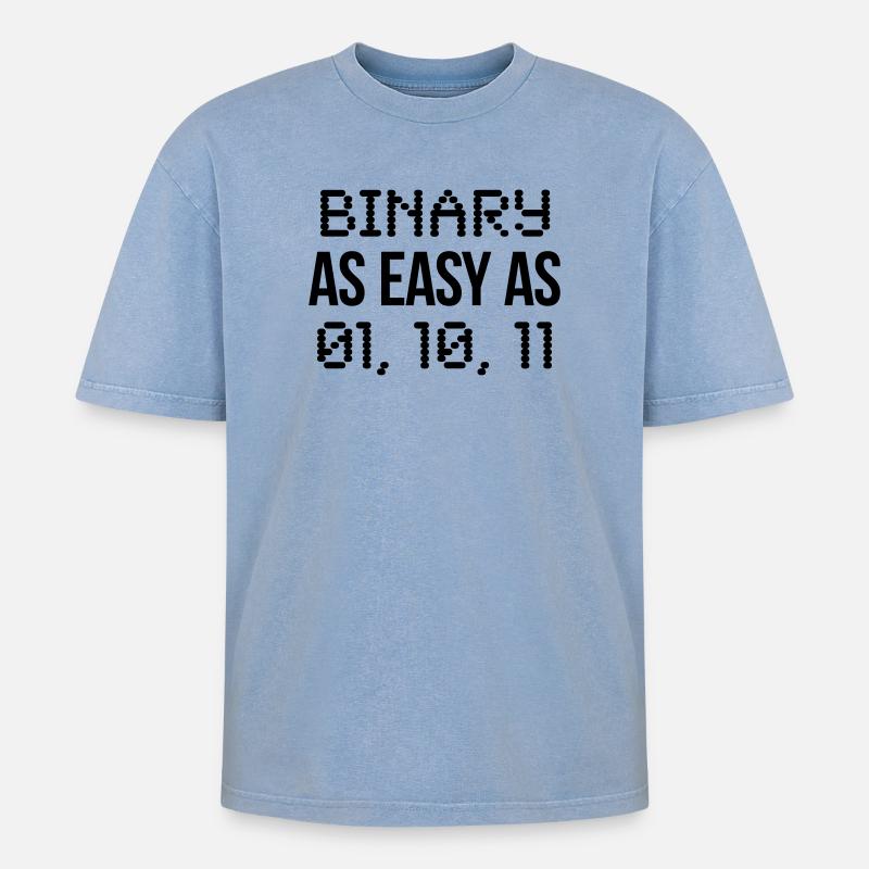 binary - Oversized Unisex Premium Acid-Washed T-Shirt - acid washed blue