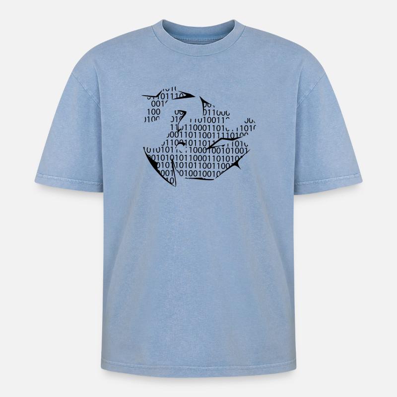 binary code - Oversized Unisex Premium Acid-Washed T-Shirt - acid washed blue
