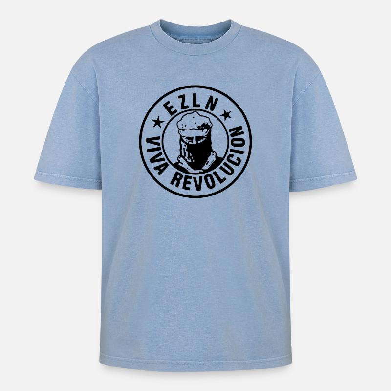EZLN - Oversized Unisex Premium Acid-Washed T-Shirt - Blau Acid Wash