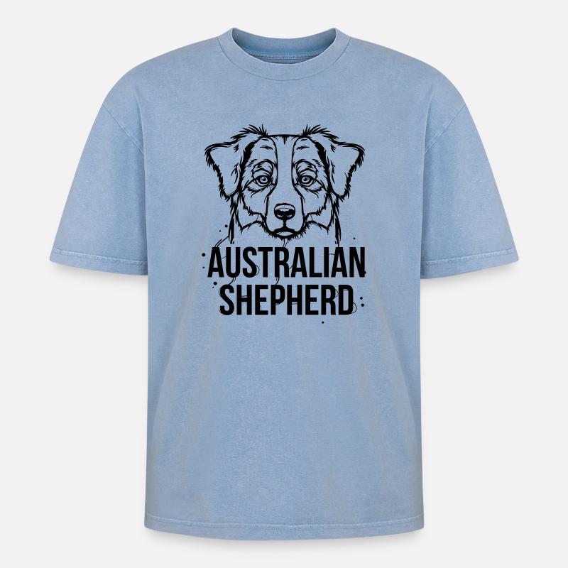 Australian Shepherd - T-shirt Premium unisexe oversize acid-washed - bleu délavé acide