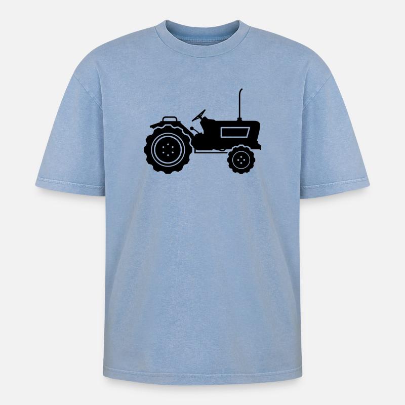 traktor - Oversized Unisex Premium Acid-Washed T-Shirt - Blau Acid Wash