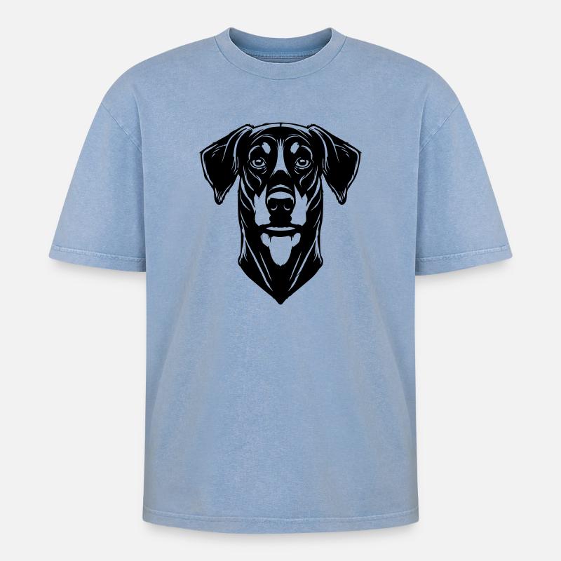 Dobermann - T-shirt Premium unisexe oversize acid-washed - bleu délavé acide