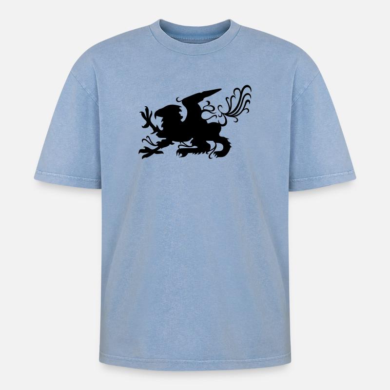griffon - T-shirt Premium unisexe oversize acid-washed - bleu délavé acide
