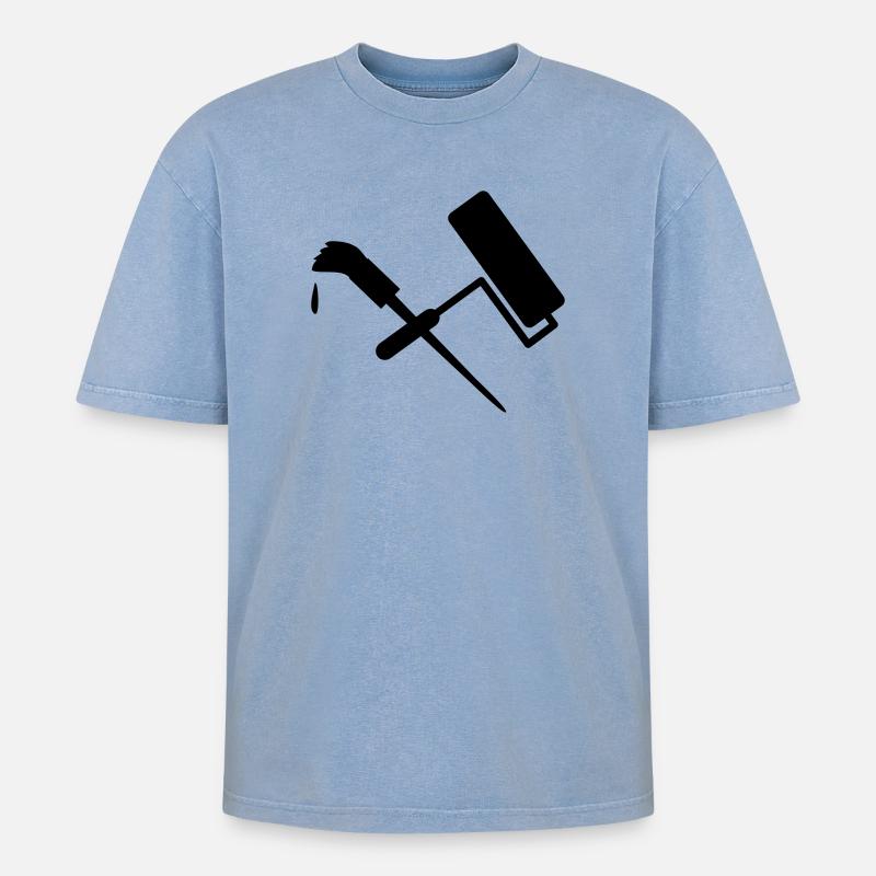 painter - Oversized Unisex Premium Acid-Washed T-Shirt - acid washed blue
