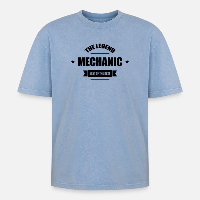 Mechanic - Oversized Unisex Premium Acid-Washed T-Shirt - Blau Acid Wash
