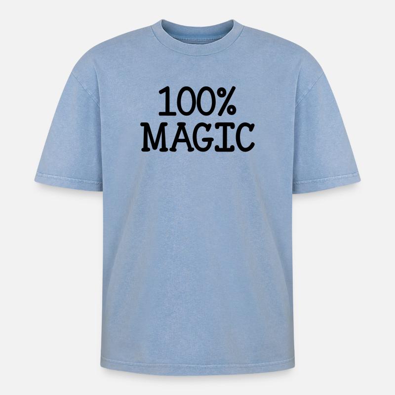 100% Magic - T-shirt Premium unisexe oversize acid-washed - bleu délavé acide
