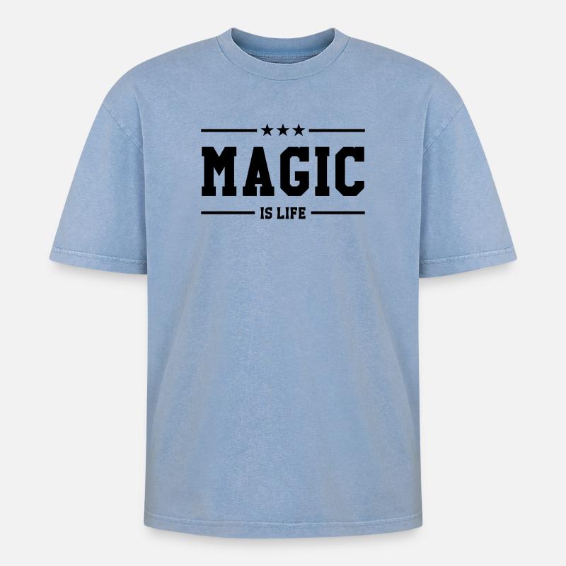 Magic is life - Oversized Unisex Premium Acid-Washed T-Shirt - Blau Acid Wash