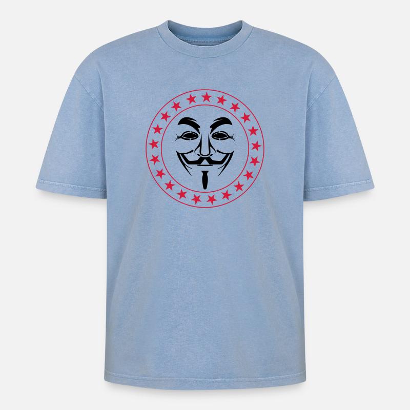 Anonymous - Oversized Unisex Premium Acid-Washed T-Shirt - acid washed blue