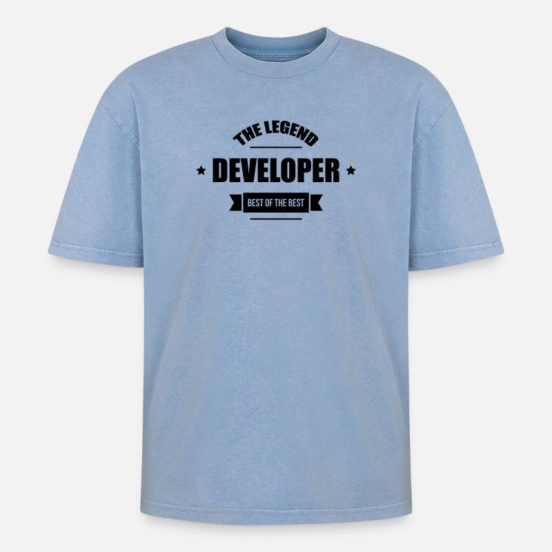 Developer - Oversized Unisex Premium Acid-Washed T-Shirt - acid washed blue