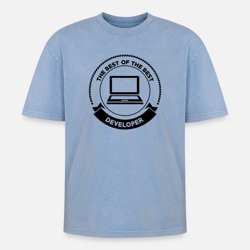 Developer - Oversized Unisex Premium Acid-Washed T-Shirt - acid washed blue
