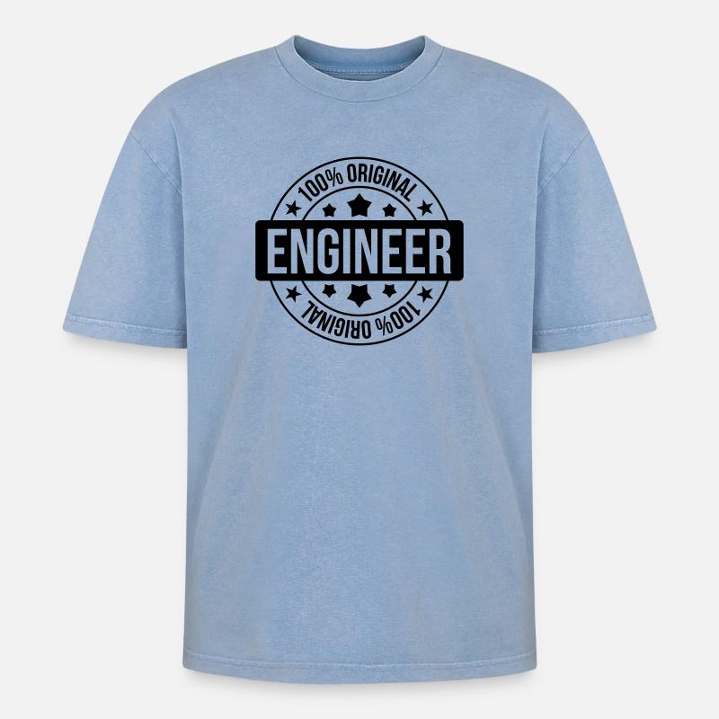 Engineer - T-shirt Premium unisexe oversize acid-washed - bleu délavé acide