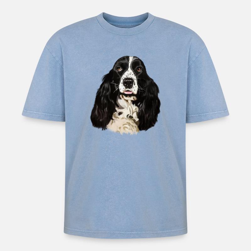 Cocker spaniel - Oversized Unisex Premium Acid-Washed T-Shirt - Blau Acid Wash