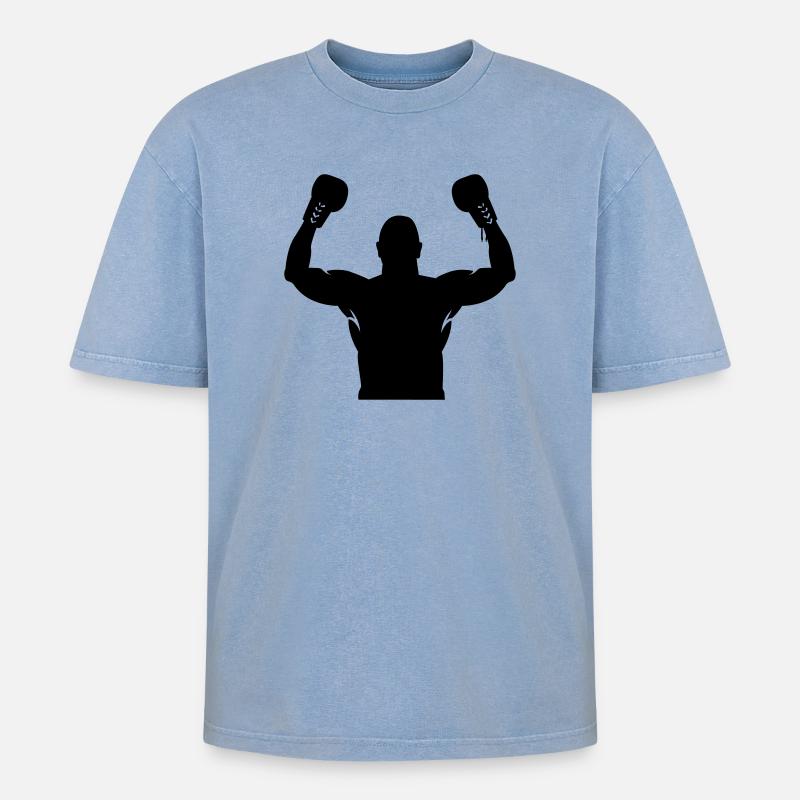 Boxen - Oversized Unisex Premium Acid-Washed T-Shirt - Blau Acid Wash