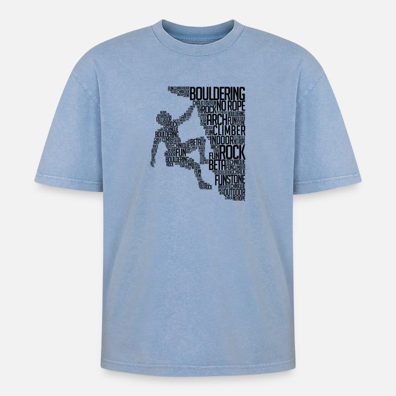 Boulder Klettern Bergsteigen Felsklettern Spruch - Oversized Unisex Premium Acid-Washed T-Shirt - Blau Acid Wash