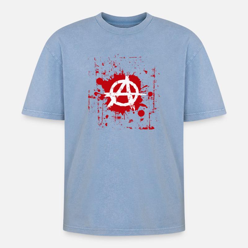 anarchy - Oversized Unisex Premium Acid-Washed T-Shirt - acid washed blue