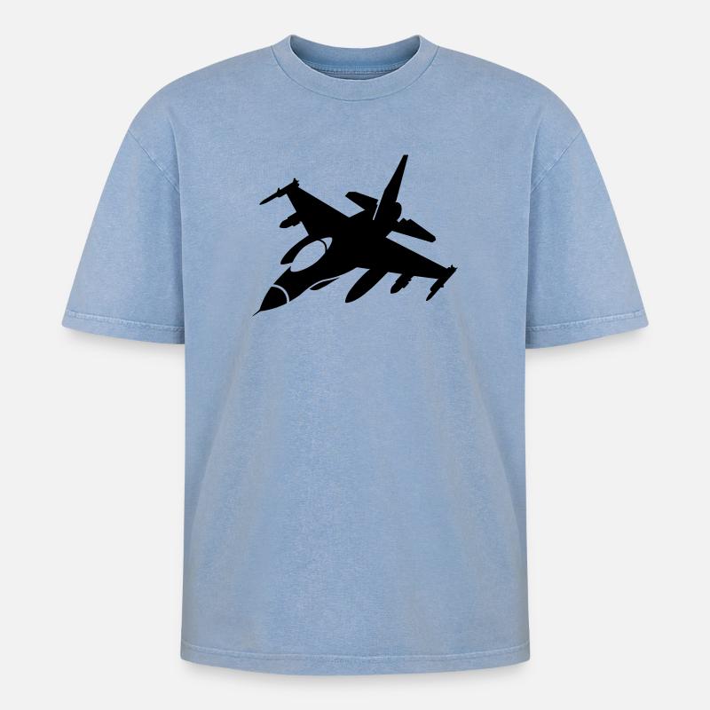 Luftwaffe - Oversized Unisex Premium Acid-Washed T-Shirt - Blau Acid Wash