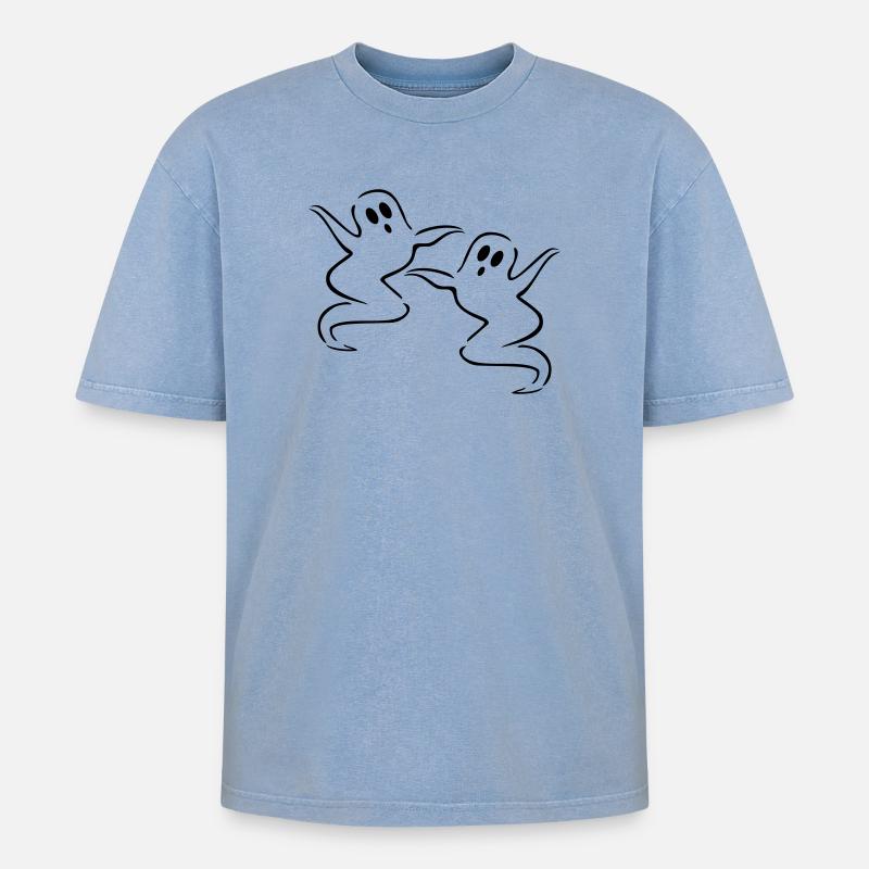 gespenster geist halloween - Oversized Unisex Premium Acid-Washed T-Shirt - Blau Acid Wash