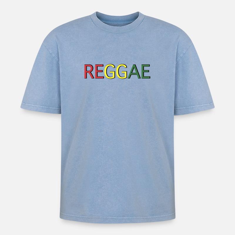 Reggae Farbcode Schriftzug - Oversized Unisex Premium Acid-Washed T-Shirt - Blau Acid Wash