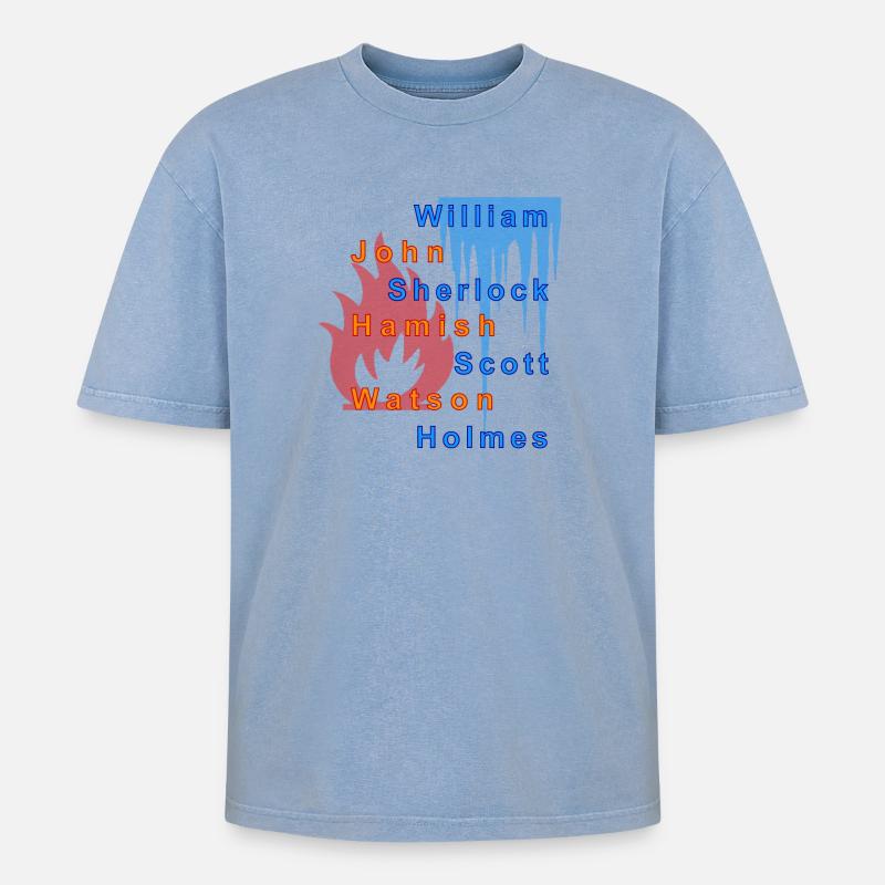 Feuer und Eis - Oversized Unisex Premium Acid-Washed T-Shirt - Blau Acid Wash