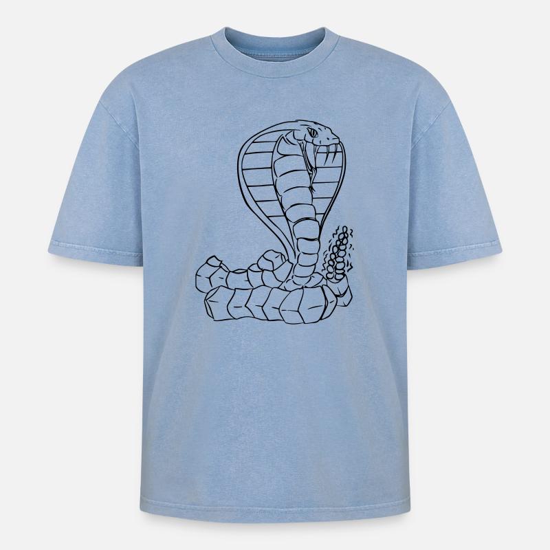 Cobra Vector - T-shirt Premium unisexe oversize acid-washed - bleu délavé acide
