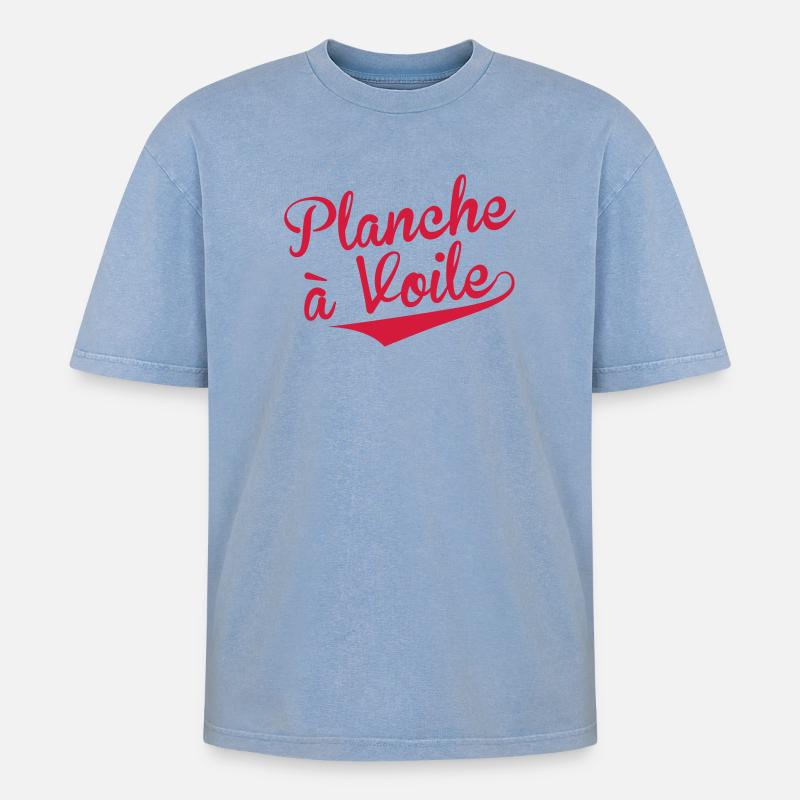 Windsurfen / Windsurfer / Windsurf / Windsurfing - Oversized Unisex Premium Acid-Washed T-Shirt - Blau Acid Wash