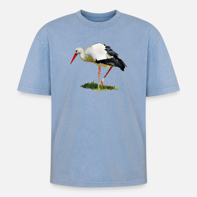 storch vogel - Oversized Unisex Premium Acid-Washed T-Shirt - Blau Acid Wash
