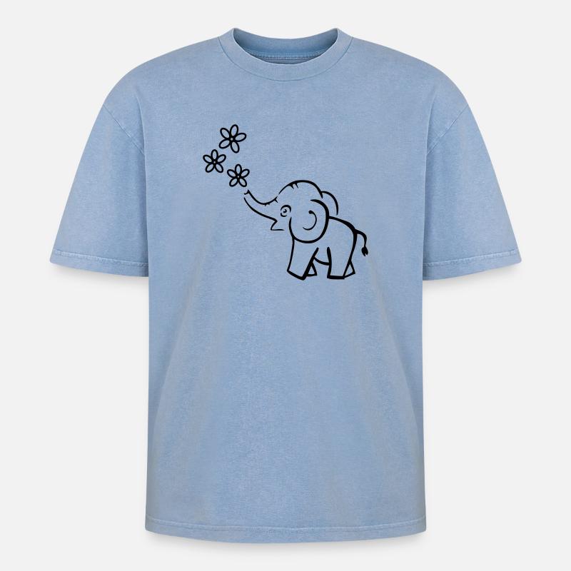 elephant - T-shirt Premium unisexe oversize acid-washed - bleu délavé acide